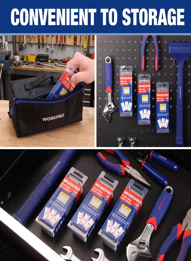 ووركبرو شفرات حلاقة أحادية الحافة من WORKPRO، عبوة من 1000 شفرة، شفرات كاشطة صناعية، شفرات حلاقة أحادية الحافة من الفولاذ عالي الكربون - Image 4